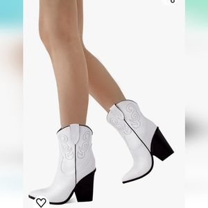 White Western Ankle Boots
